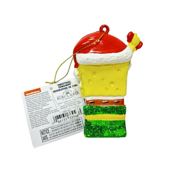 Spongebob Squarepants Gift Christmas Tree Ornament Hanging Santa Hat Yellow Toy - Picture 2 of 9